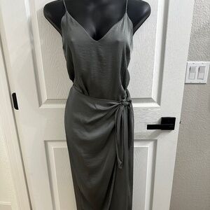Grey Wrap Midi Dress S